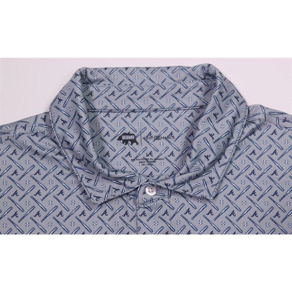Onward Reserve x Atlanta Braves Gray Geometric Print Golf Polo Shirt Men's Large - Picture 5 of 8